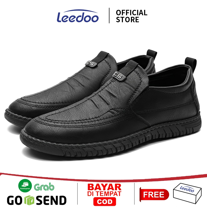 Leedoo Sepatu Oxford Kulit Kasual Slip-on Kulit Asli Gaya Baru Untuk Pria,Dapat Digunakan Sehari-Har