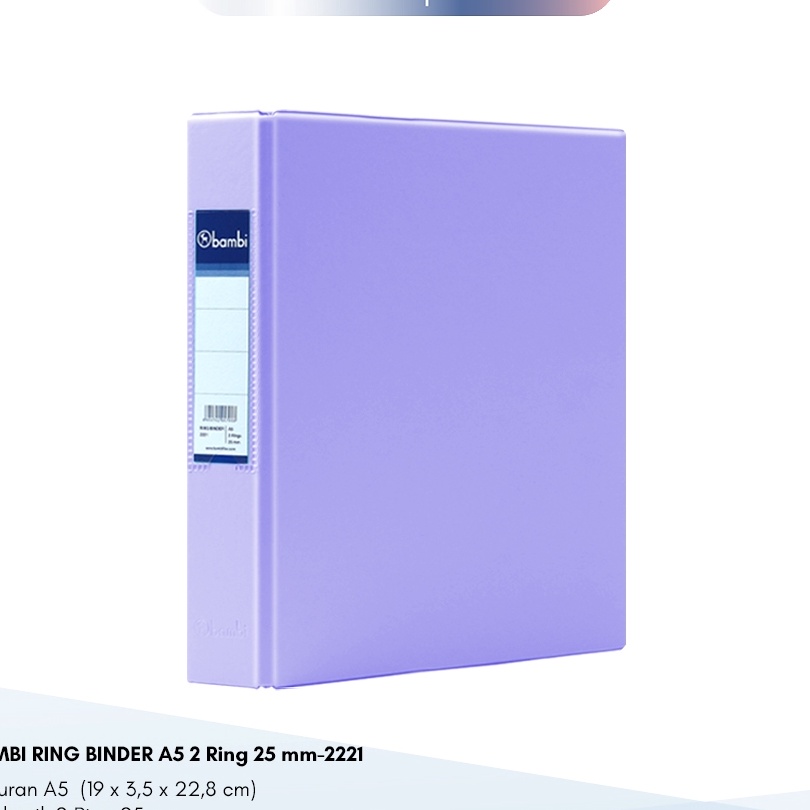 

FG2 Bambi Ring Binder A5 2 Ring DType All Color SMALL SIZE 25 mm