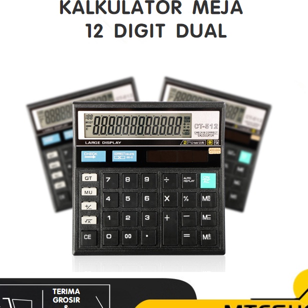 

KF7 MTE Kalkulator Meja 12 Dit Dual Power Layar LCD
