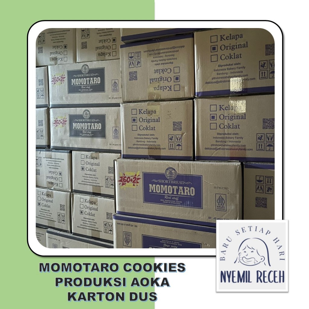 

Momotaro Cookies Produksi Aoka Karton Dus Isi 60 Buah Bisa Mix atau Campur