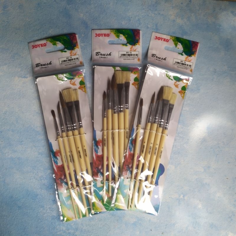 

JOYKO Kuas Lukis Set Br-16 - 5 Pcs Kuas Flat Round Art - Brush Set