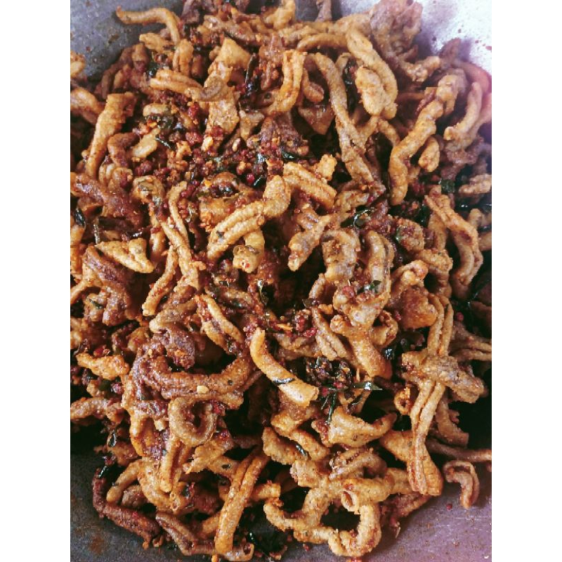 

Usus crispiy pedas manis daun jeruk