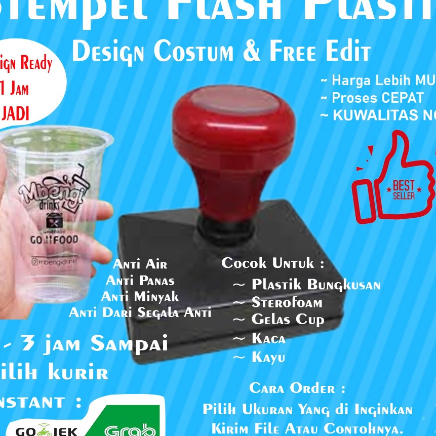 

murah Stempel Plastik Gelas Cup mika Kaca Kayu Bonus tinta refil 5ml