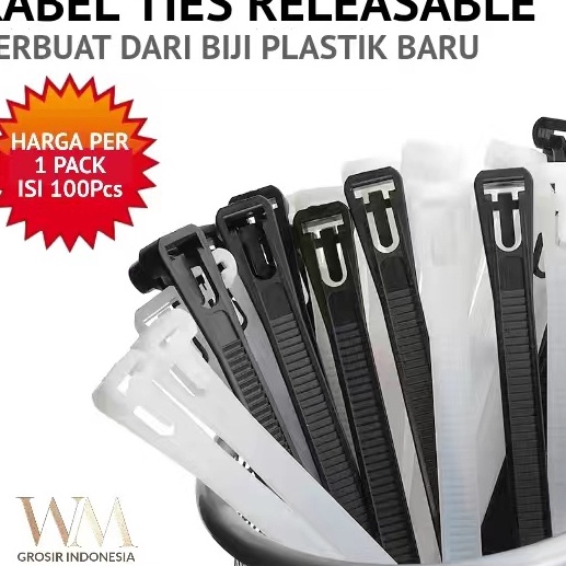 

KF7 Kabel Ties Releasable Cable Tie 72x2mm Kabel Ties Buka Pasang