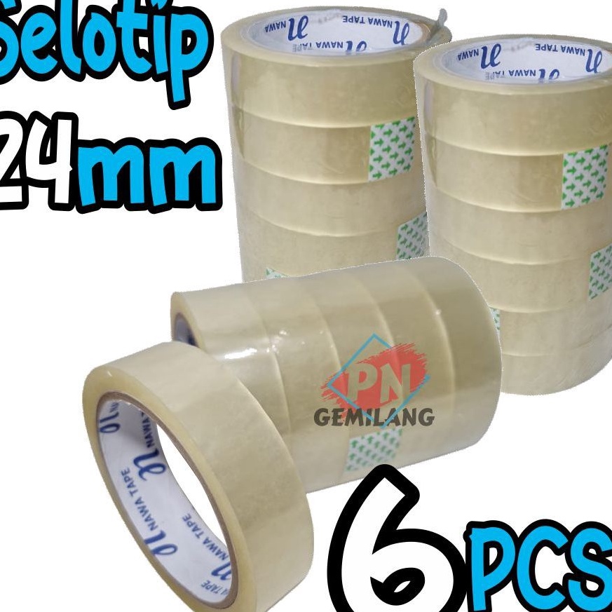 

Cashback LAKBAN KECIL BENING SOLATIP SELOTIP isolasi bening UKURAN 12MM 24MM X 75 yard 6 Pcs