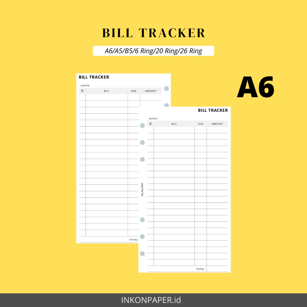 

A6 - Financial Planner, Bill Tracker by INK_ON_PAPER