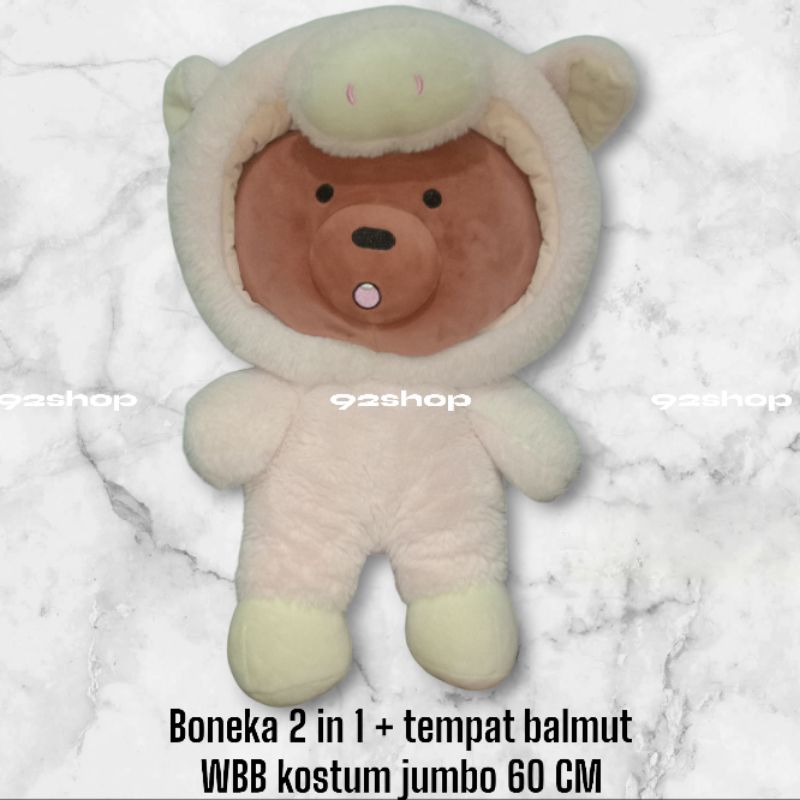 Boneka + tempat selimut 2 in 1 boneka WBB jumbo boneka We Bare Bears kostum babi