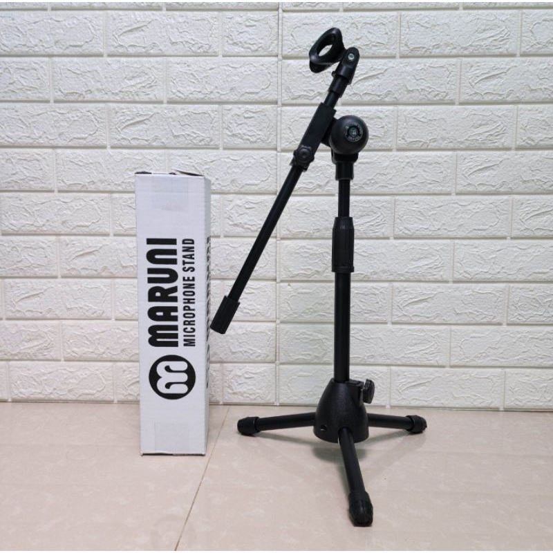 Stand Mic Pendek HALO Besi Hitam +Holder Mic