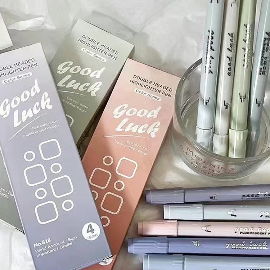 

Kilat COD 4 Pieces Box Double Tip Hhlhter Set Colored Markers Pen Students Hand Account Painting Supplies School Stationery