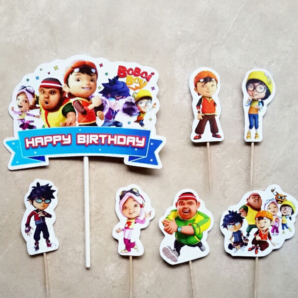 Termurah  hiasan kue ulang tahun topper cake happy birthday karakter boboiboy BOBOIBOY