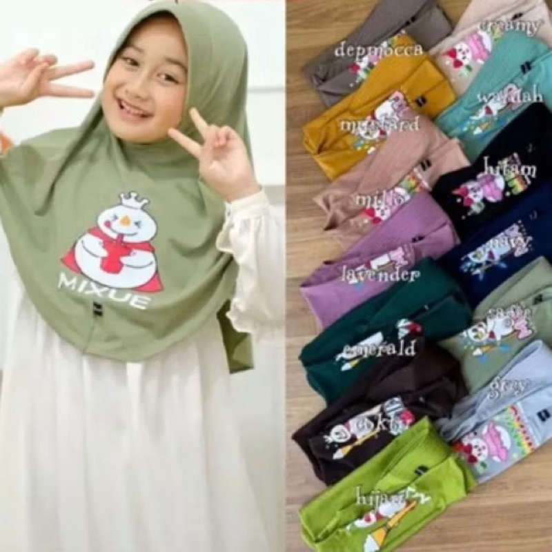 Hijab anak mixue/Jilbab anak mixue polos/Hijab anak mixue viral