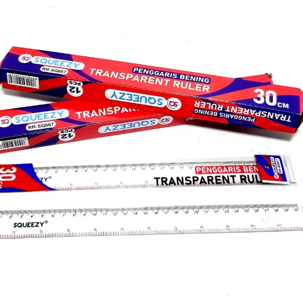 

FG2 1packs12pcs Penggaris Plastik Bening 3cm SQUEEZY RRSQ667