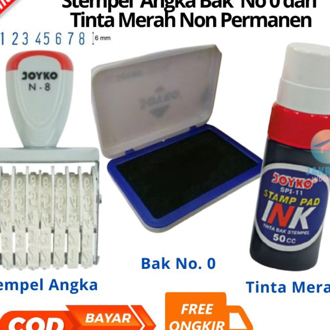 

KI3 N8 BAYAR DI TEMPAT Stempel 8 Angka N8 Bak Stempel dan Tinta Non Permanen Nomor Number Stamp N8 JOYKO ArtPyramid N8 untuk kes