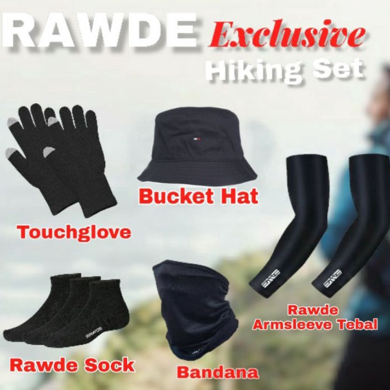 Murah Keren Paket Hemat Camping Set Rawde Baselayer Tebal Sarung Tangan Hiking Touchscreen Bandana K