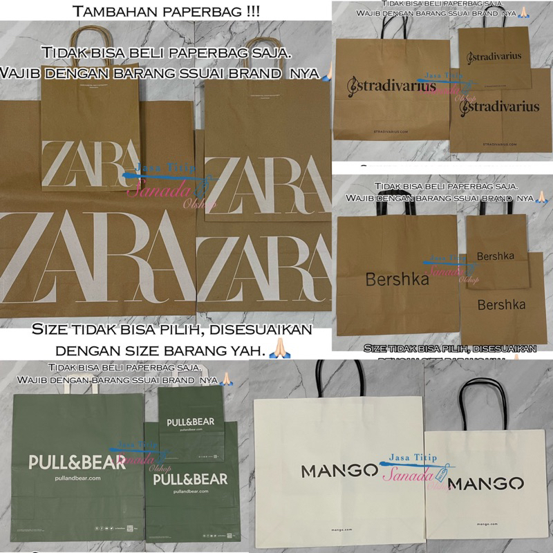 

Tambahan Paper Bag ZARA MANGO TIDAK BISA BELI PAPERBAG SAJA