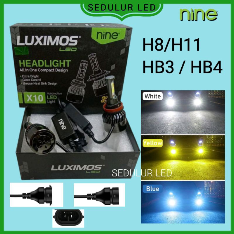 LAMPU LED MOBIL 3WARNA FOGLAMP HEADLAMP H11 H16 H8 NINE LUXIMOS X9 dan x10