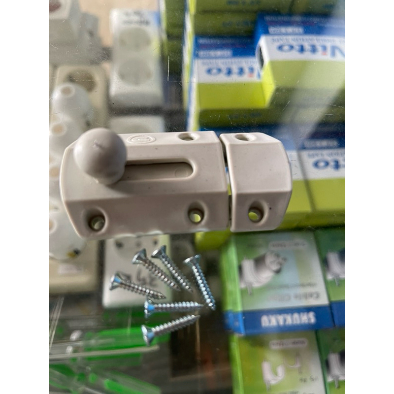 GRENDEL PVC/SLOT PVC PINTU KAMAR MANDI Grendel / Slot / Pintu / Kamar Mandi / Toilet Plastik