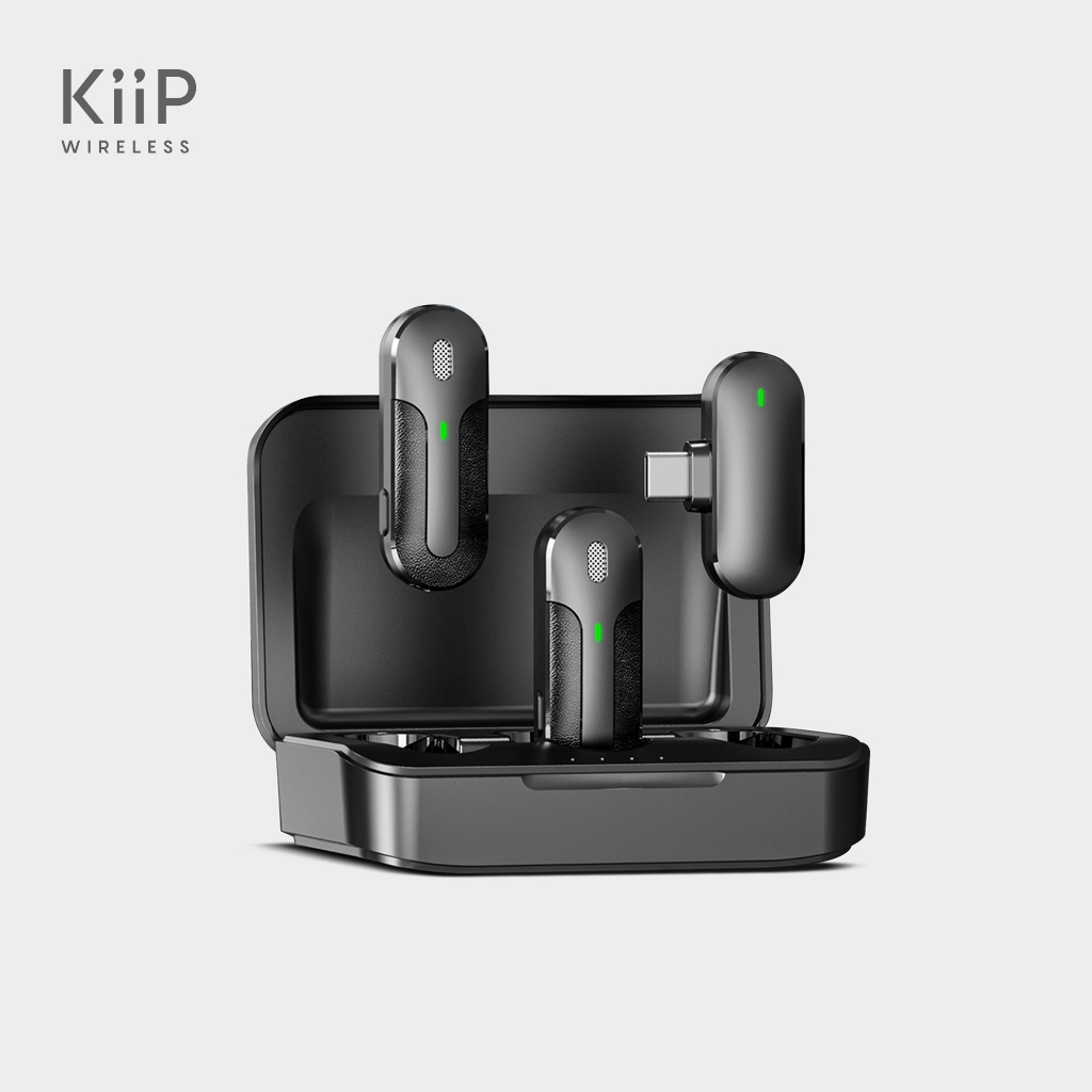 KiiP Wireless M8 Microphone Portable Dual Mic Wireless Clip On 2 In 1 Podcast Vlog Youtuber