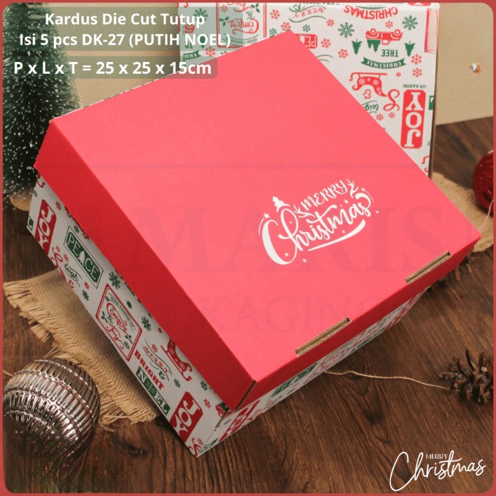 

kardus die cut kotak kue ulang tahun hampers natal marry chrismas kecil isi 10pcs dk-27