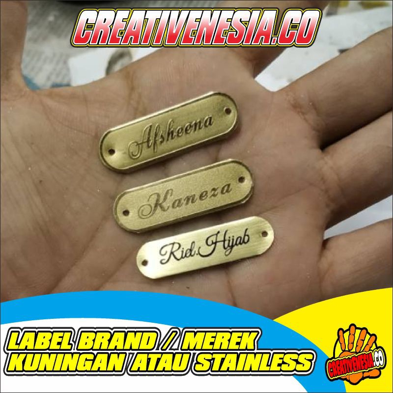 

LABEL PLAT BRAND MEREK BAHAN KUNINGAN STAINLESS CUSTOM FREE DESAIN TERMURAH