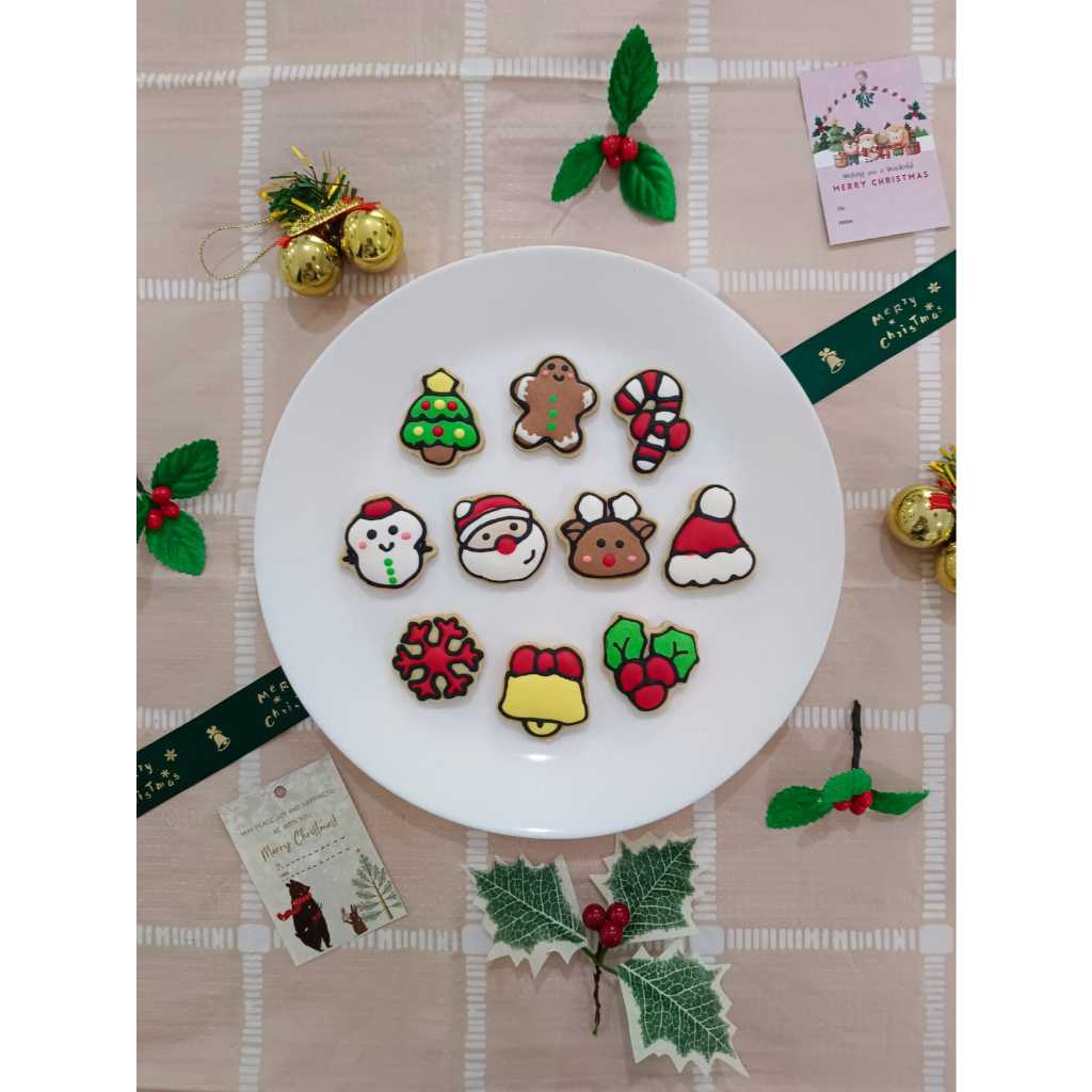 

BUY 10 GET 1 ! cookies christmas / kukis natal / kukis icing sugar tema natal pouch isi 10 pcs