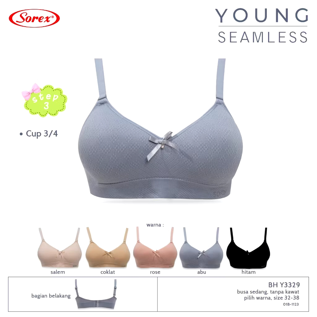 SOREX YOUNG BH Remaja Bra Cup Kecil Bisa Sedang Tanpa Kawat Ukuran 32 34 36 38 / BH Remaja Awet Mura