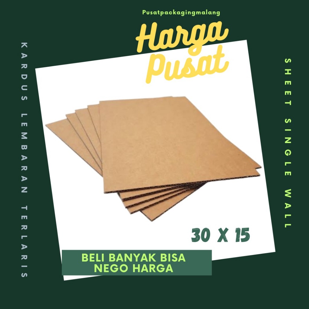 

Sheet Lembaran 30x15 / 20x15 Kardus Polos Single Wall Coklat Karton