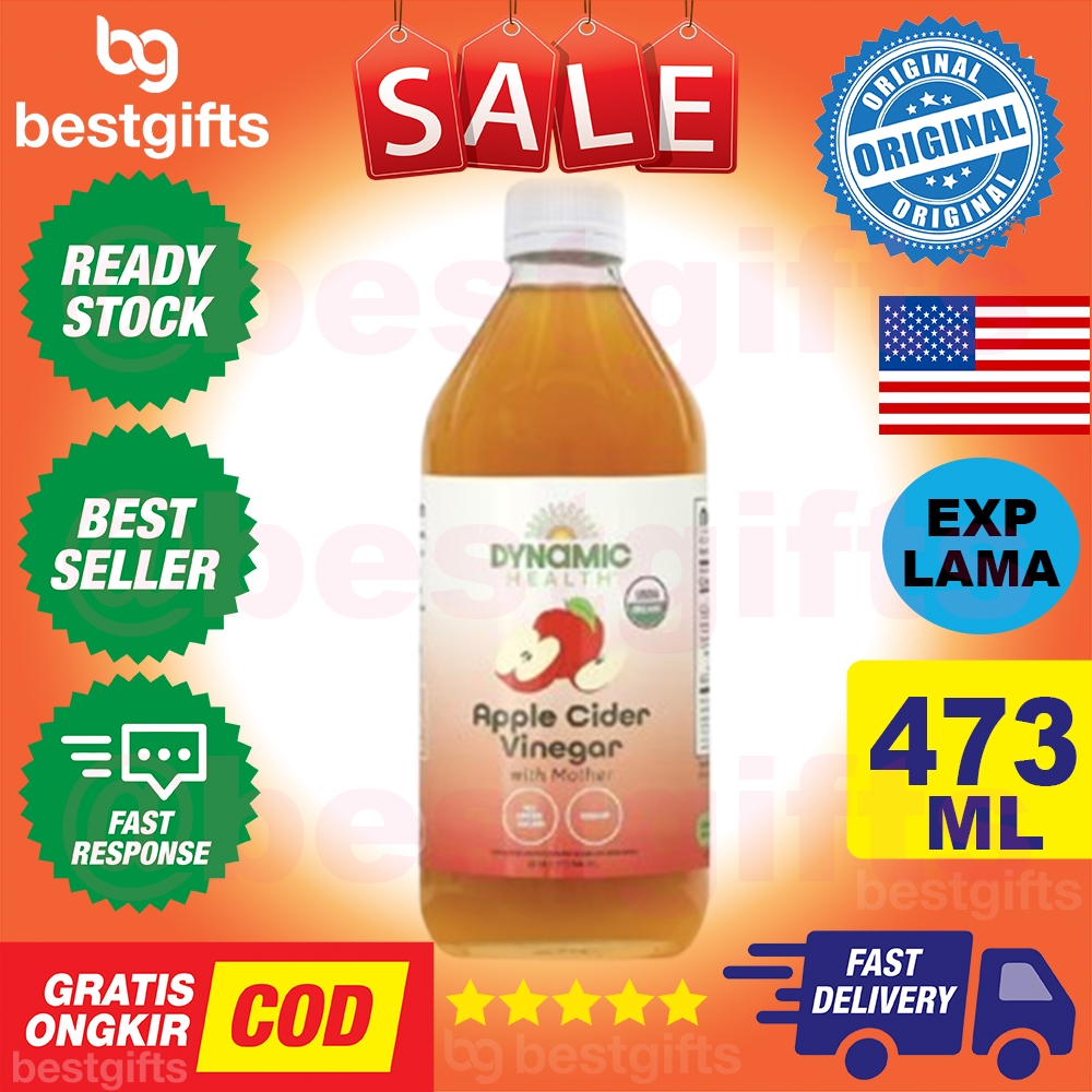 

DYNAMIC HEALTH ORGANIC RAW UNFILTERED APPLE CIDER VINEGAR WITH MOTHER ORGANIK CUKA APEL ENZIM 473 ML