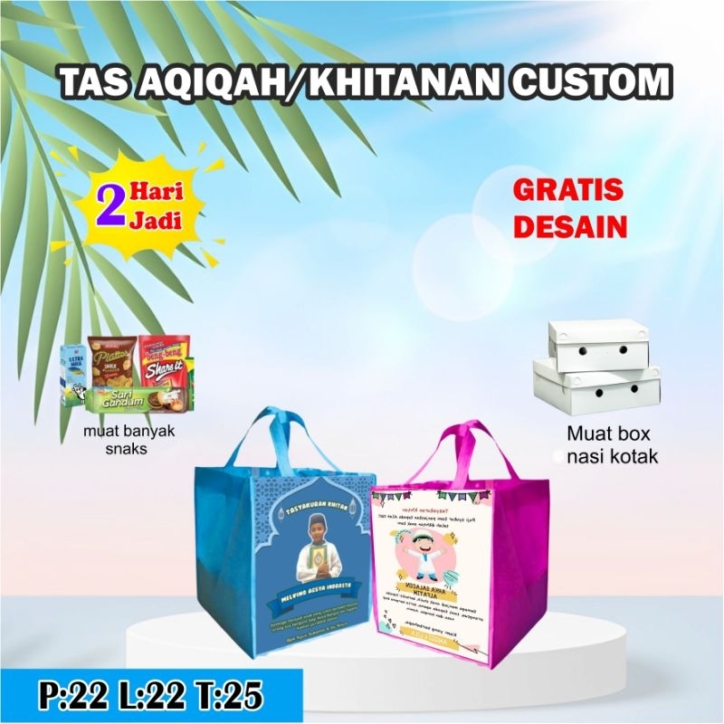 

Tas muat box 20x20/Tas Aqiqah/Tas mengenang kematian/Tas buat 100 hari /Tas untuk 1000 hari / Tas Khitanan Custom / Tas Khitan / Syukuran Khitanan / Tas Sunatan / Sunat Anak Laki laki