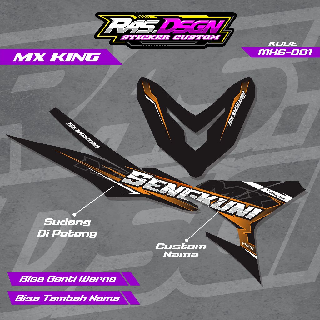 Stiker Striping Transparan MX King Custom Nama - Striping Sengkuni MX King Custom Nama Transparan Ma