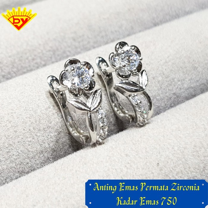 Anting Emas Putih Jepit Kadar Emas 750