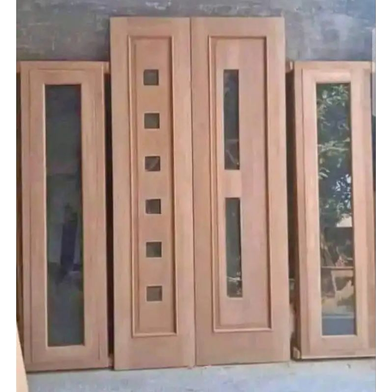 pintu utama rumah dan jendela kayu lengkap