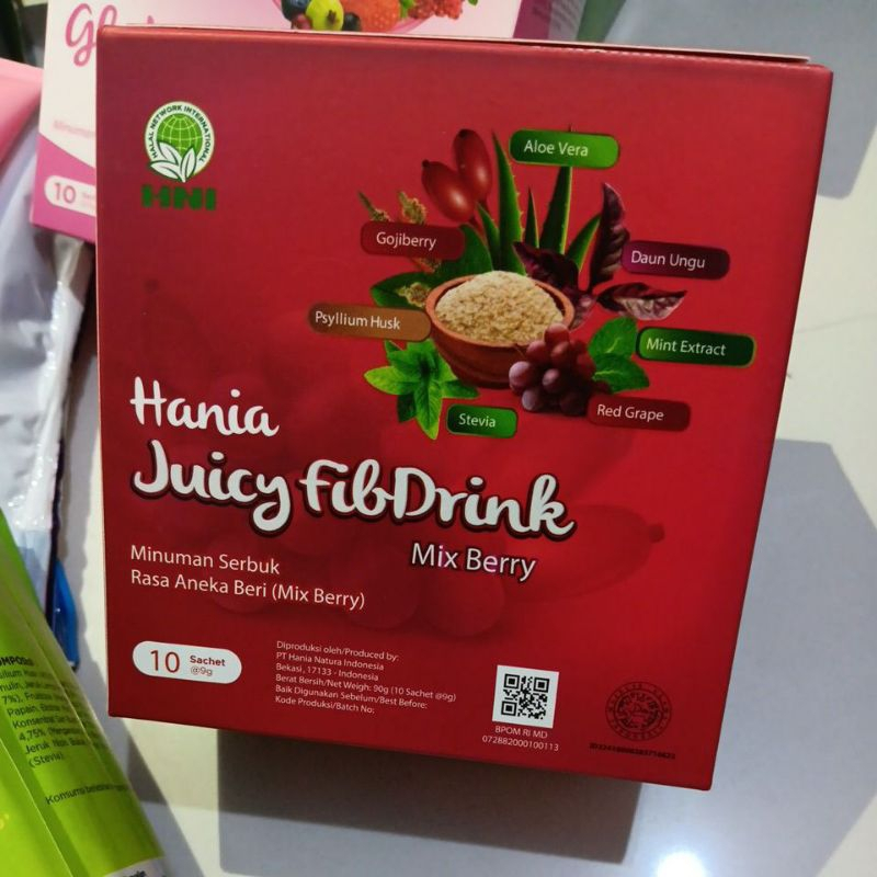 

Minuman Serbuk Rasa - HANIA JUICY FIBDRINK MIX BERRY- isi 10 sachet