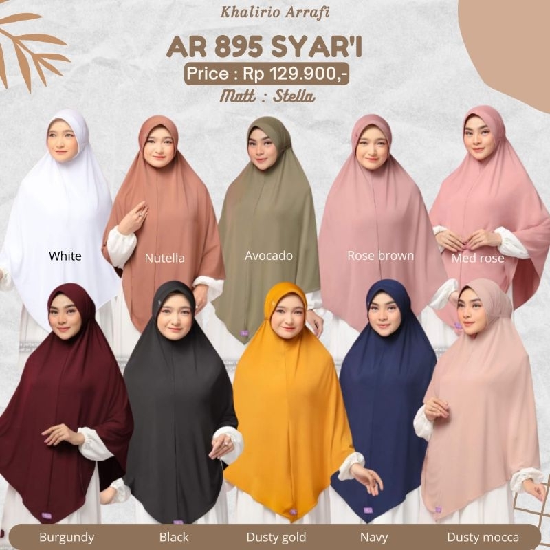 Hijab Syar'i AR 895 Syar'i by Arrafi ORI Bergo Polos Terbaru