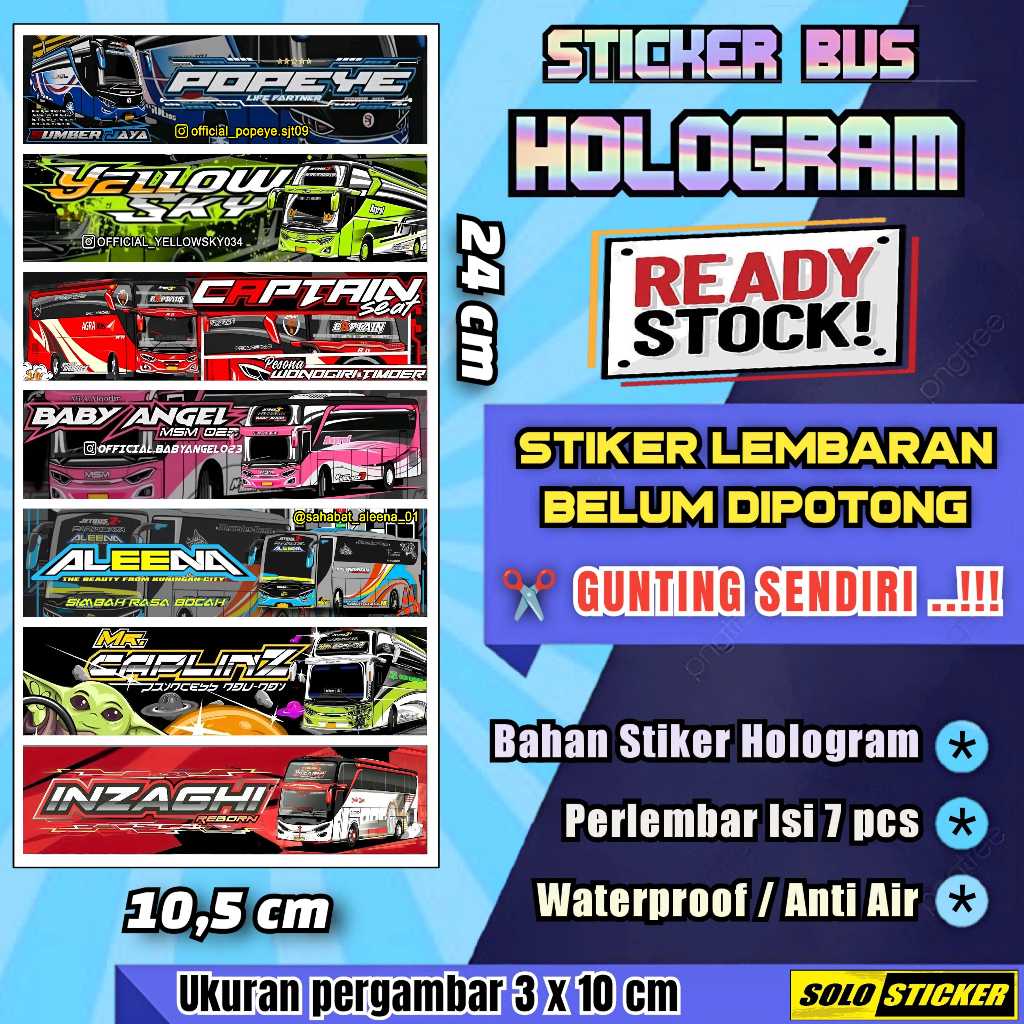 

Stiker Bus Panjang Hologram Lembaran Isi 7pc