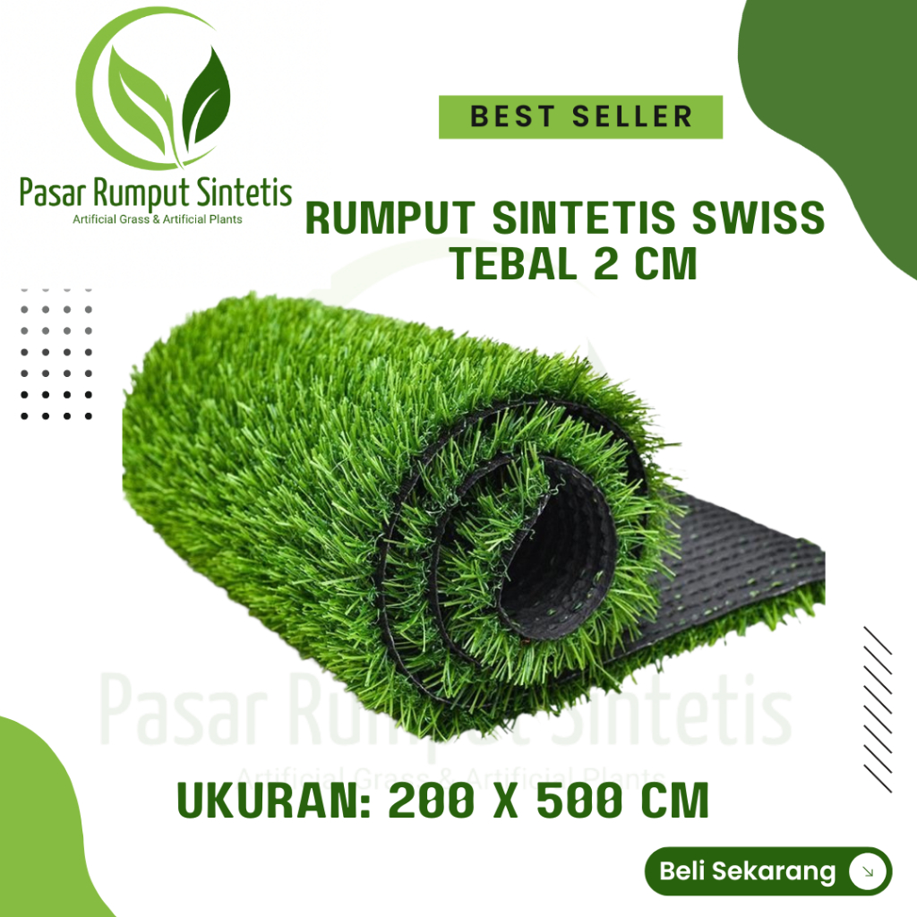 Karpet Rumput Sintetis Ukuran 200x500 cm / Tebal Rumput 2 cm / Rumput Sintetis Karpet / Rumput Sinte