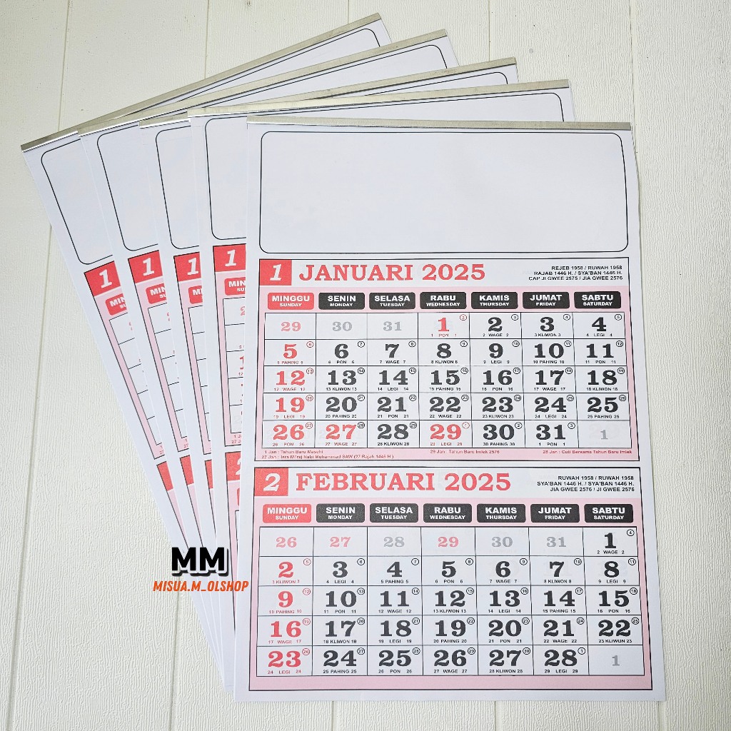 

KALENDER KERJA 2 BULANAN UKURAN 31 X 44 CM TAHUN 2025 TERBARU