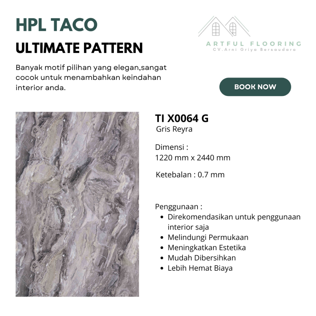 HPL TACO ULTIMATE PATTERN | Kode TI X0064 G | Lapisan Furniture-Pengaman Furniture