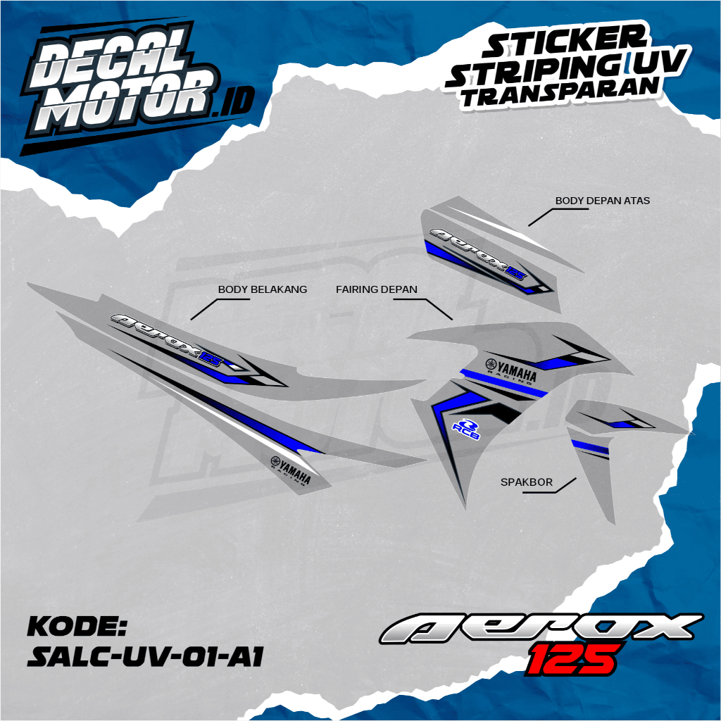 Striping Transaparan Aerox 125 Aksesoris Body Motor Motif Desain Racing -  SALC-UV