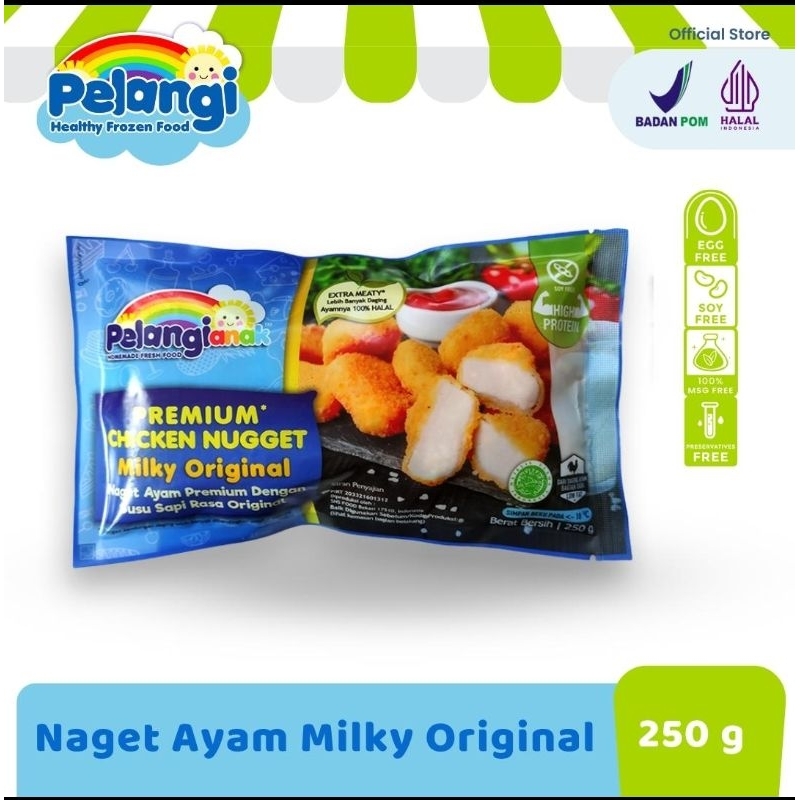 

Nugget Ayam Nugget Salmon / Chicken Nugget Milky Original / Milky Veggie / Mozarella Cheese / Chicken Stick Original Pelangi Anak Frozen Food 100% Halal Non Msg Bebas pengawet