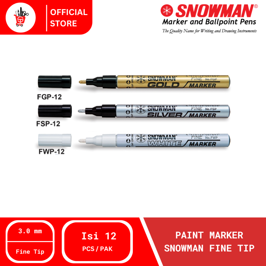 

Paint Marker | Spidol Snwoman Silver / Putih / Emas Fine (1 PCS)