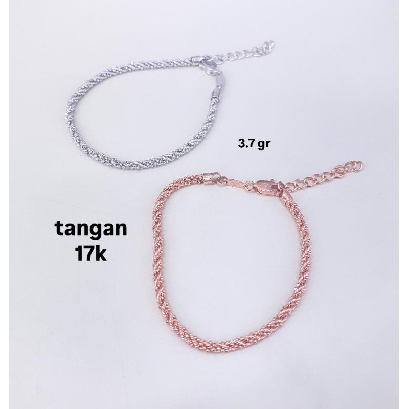 Gelang Rantai Emas Asli 17K Putih Rosegold Korea