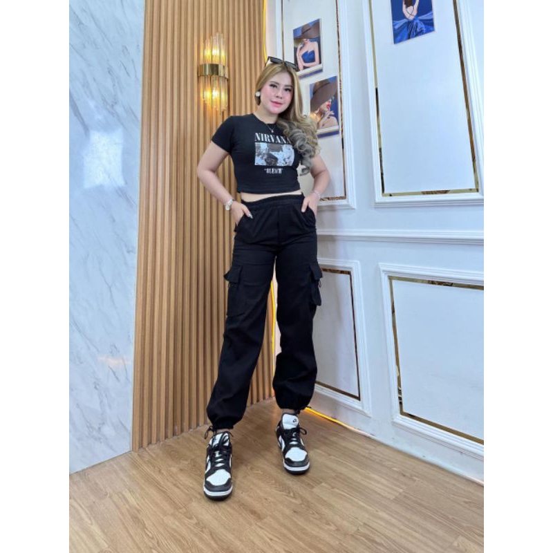Celana cargo serut aktif wanita / celana joger serut aktif/ celana Jogger/ celana serut / celana kat