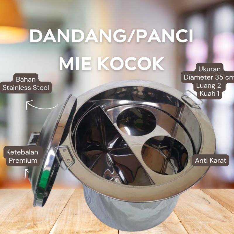 DANDANG/PANCI MIE KOCOK/DANDANG BAKSO MIE AYAM STAINLESS STEEL UKURAN 35