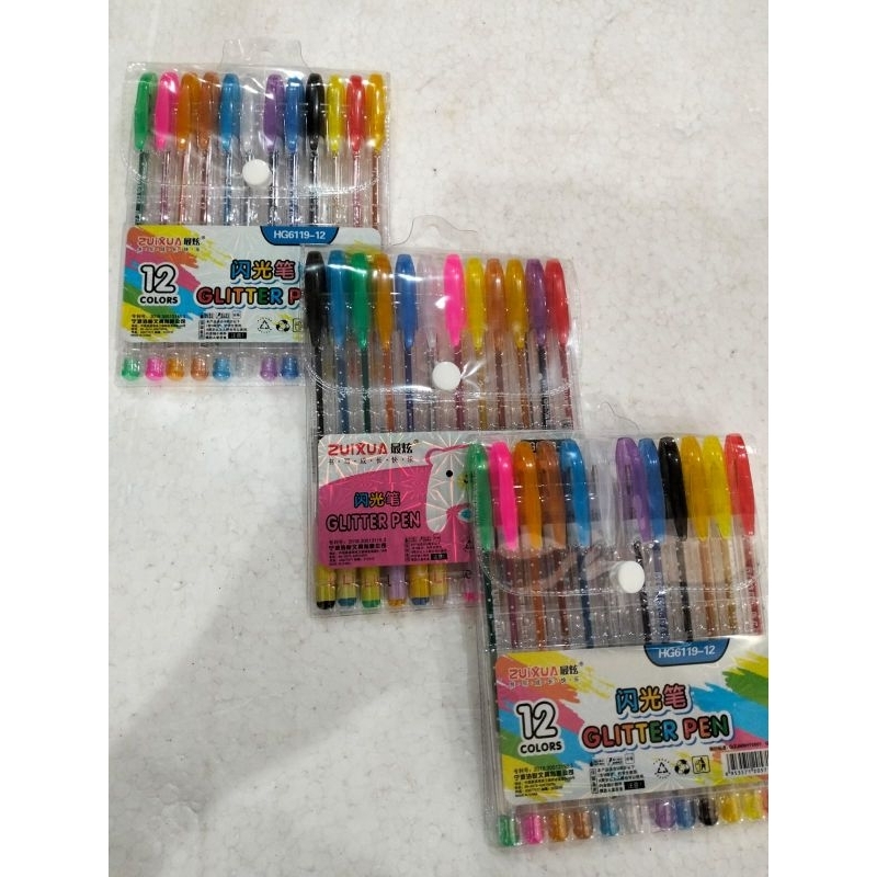 

PEN GEL 12 WARNA GLITTER merk ZUIHUA PEN GEL WARNA SET PEN GEL WARNA SET MURAH