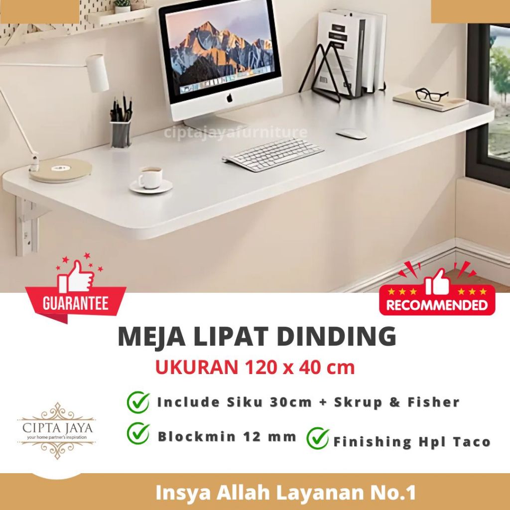 Cipta Jaya - Meja Lipat Dinding Meja Laptop Meja Gantung Rak Belajar Tempel Minimalis Multifungsi 12