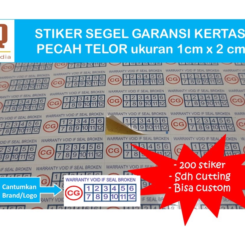 

KF7 CETAK KILAT FREE DESAIN Stiker Khusus Segel Garansi ukuran 1cmx2cm bahan Pecah Telor