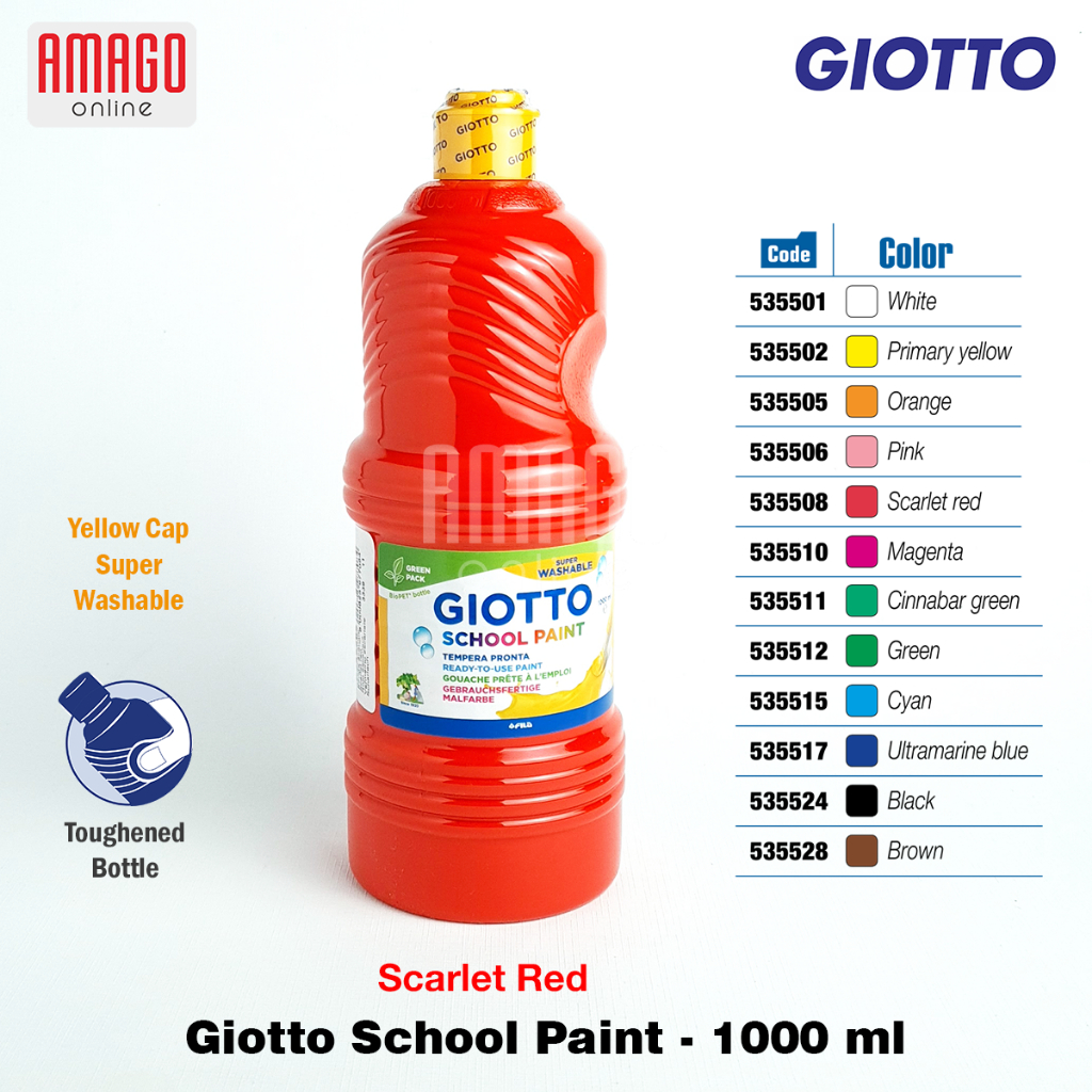 

GIOTTO School Paint 1000 ml Cat Air Cat Poster Lukis Sekolah 1 liter - Scarlet Red - 535508