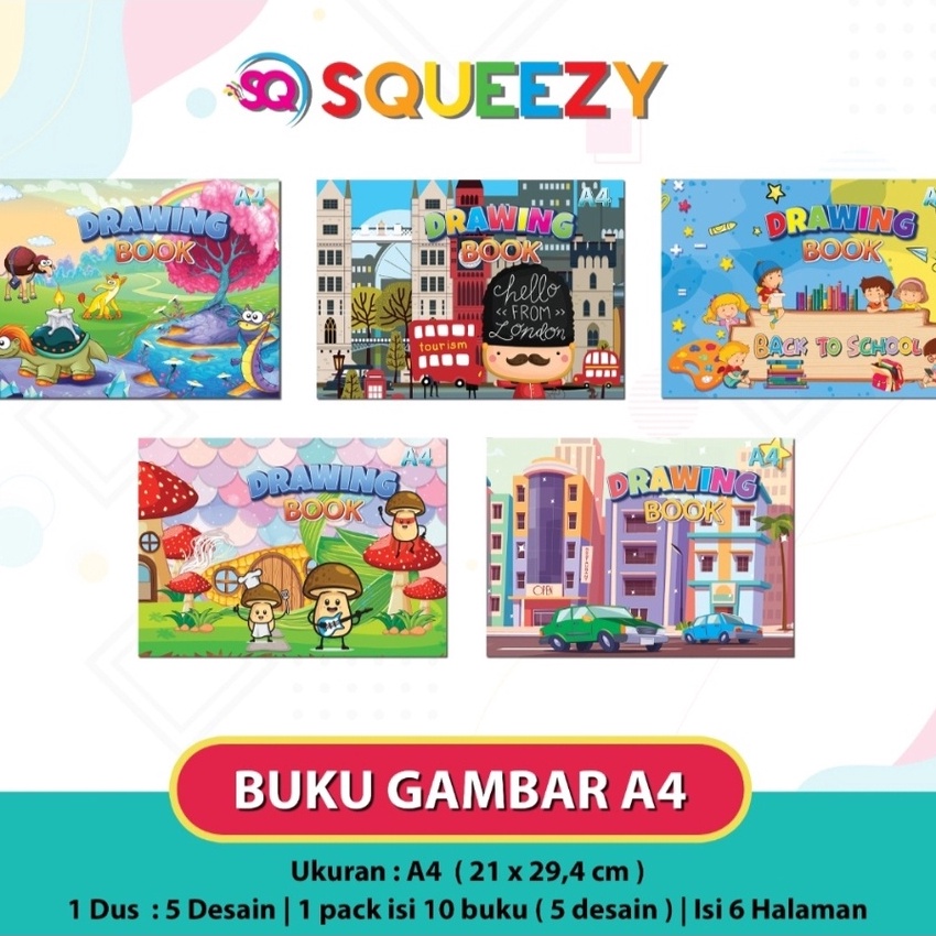 

Eksklusif Buku Gambar A4 Squeezy 6 Lembar pack 1 buku