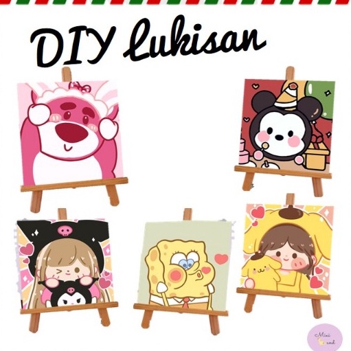 

Hot Canvas Painting by Number Melukis Mewarnai Kanvas Anak DIY Painting Dital Satu Set Peralatan Melukis Anak